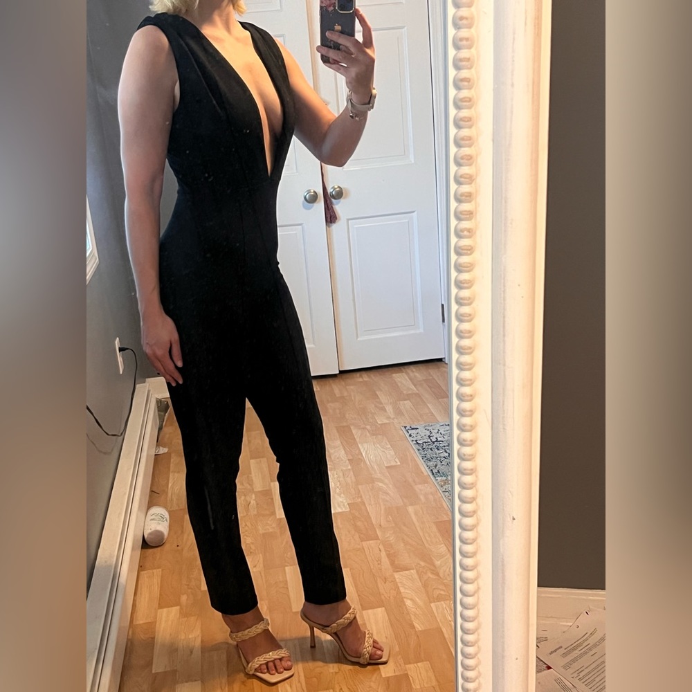 Deep V Black Romper